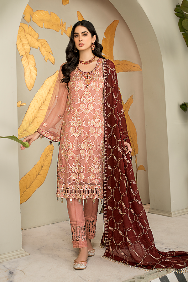 D-07 Blushy Rosewood Maryams Chiffon Collection 2021