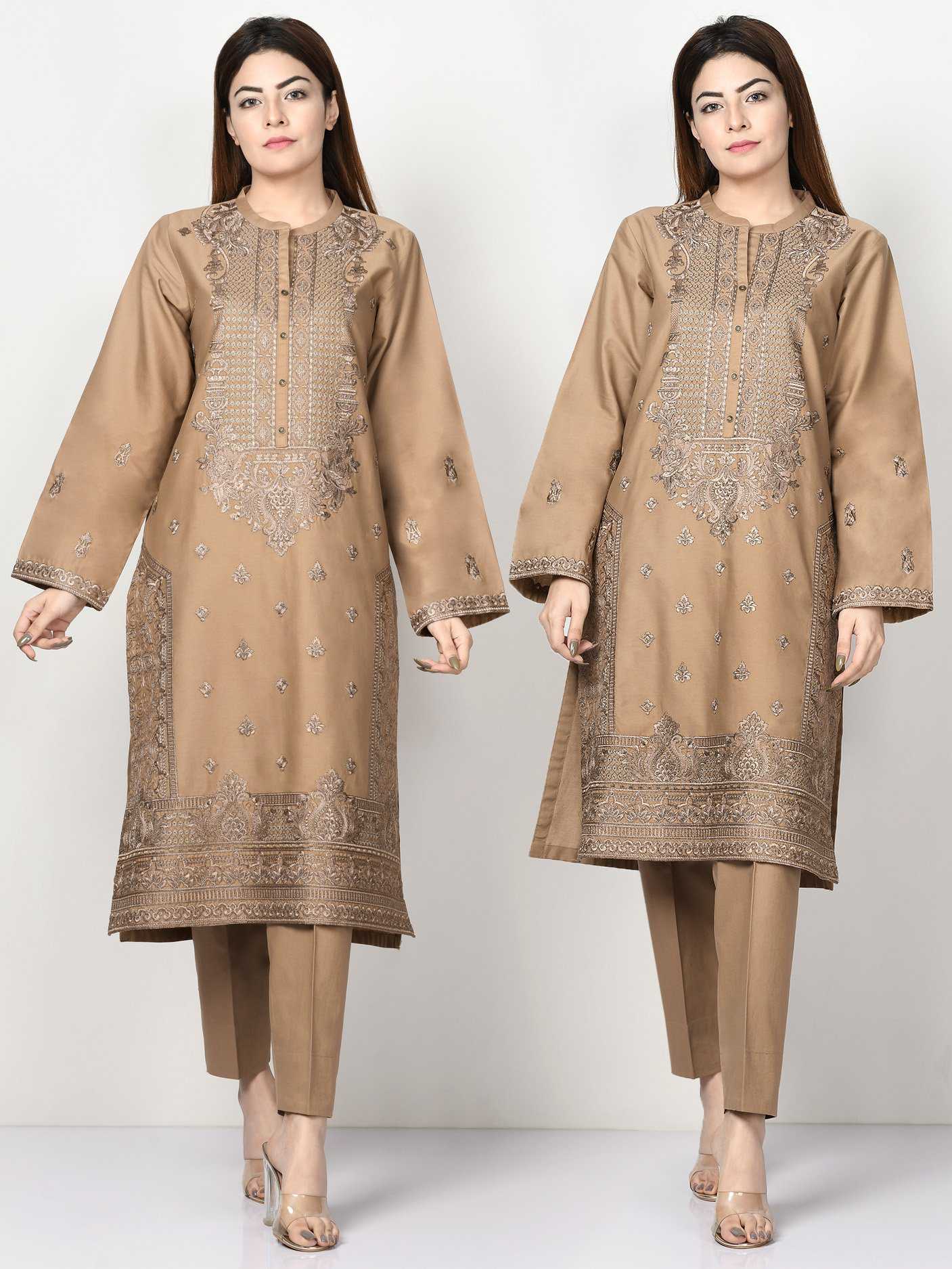 Limelight Embroidered Winter Cotton Suit P3490-DBG 2019 | Limelight Sale 2020