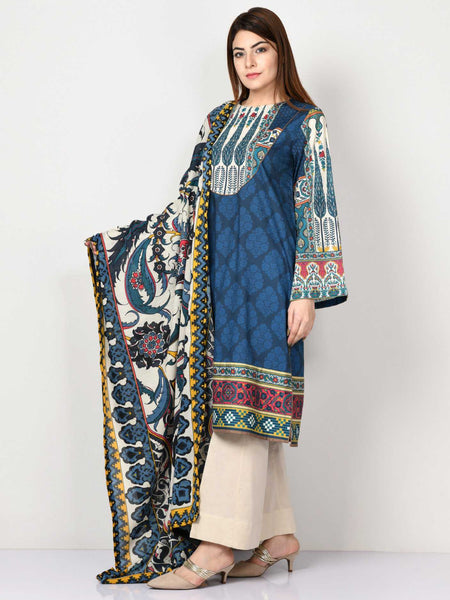 Limelight Printed Winter Cotton Suit P2081 BLU 2019 Limelight Sale 2 Original Brand