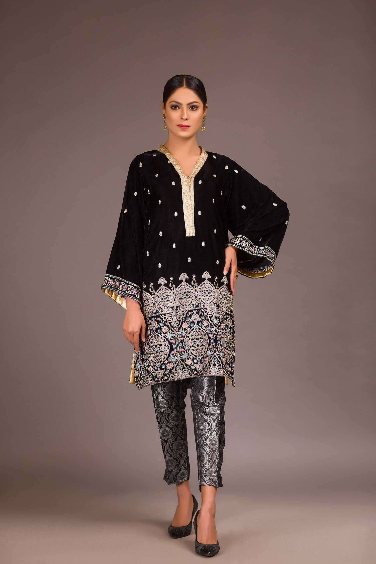 Adan Libas Zest Resham Velvet Kurti 2021