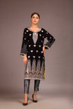 Adan Libas Marin Black Resham Velvet Kurti 2021