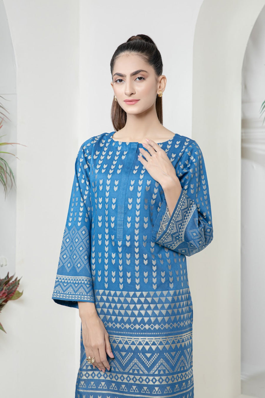 Bonanza Satrangi Blue Jacquard Kurti Jss221p02 Eid Pret 2022 Online Shopping