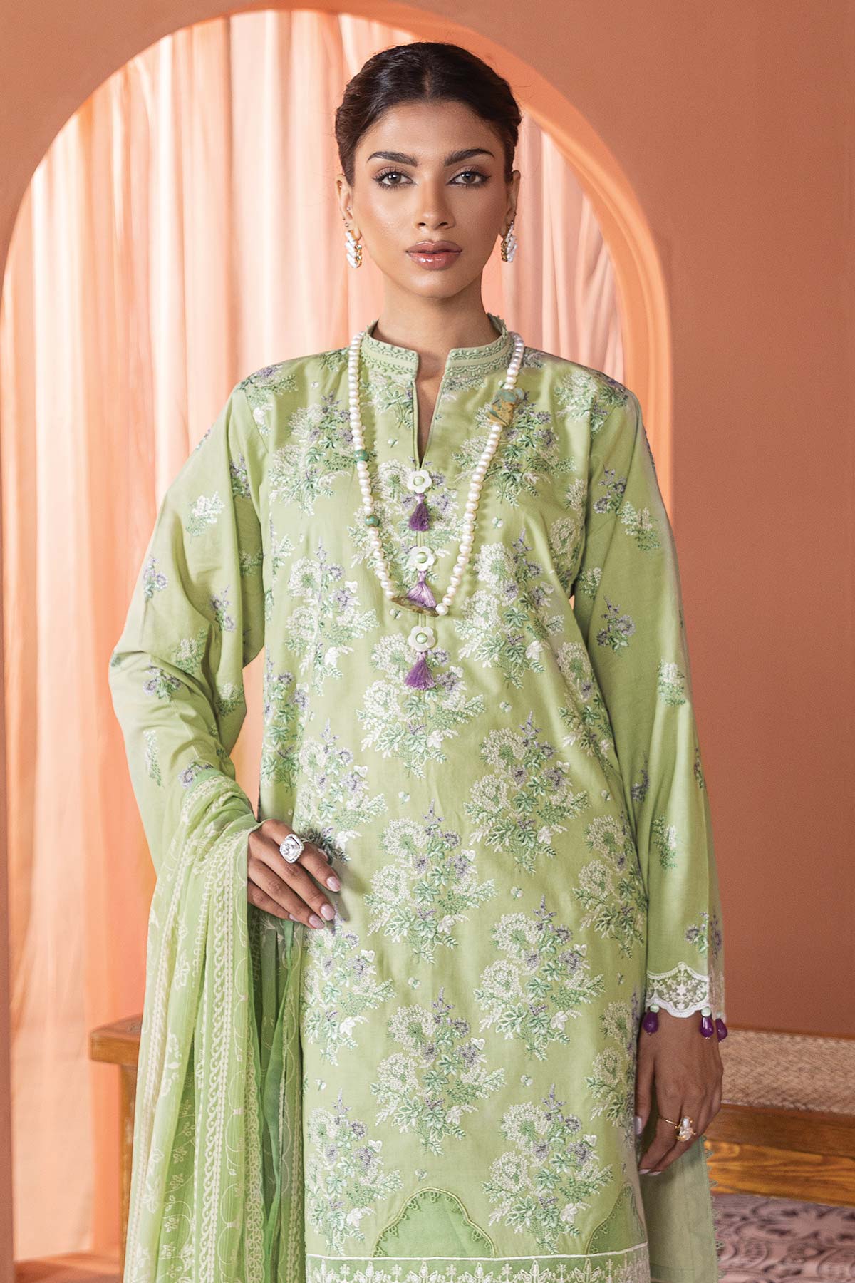 Alkaram M-08A-23-2-Mint Meraki Chikenkari Collection Online Shopping