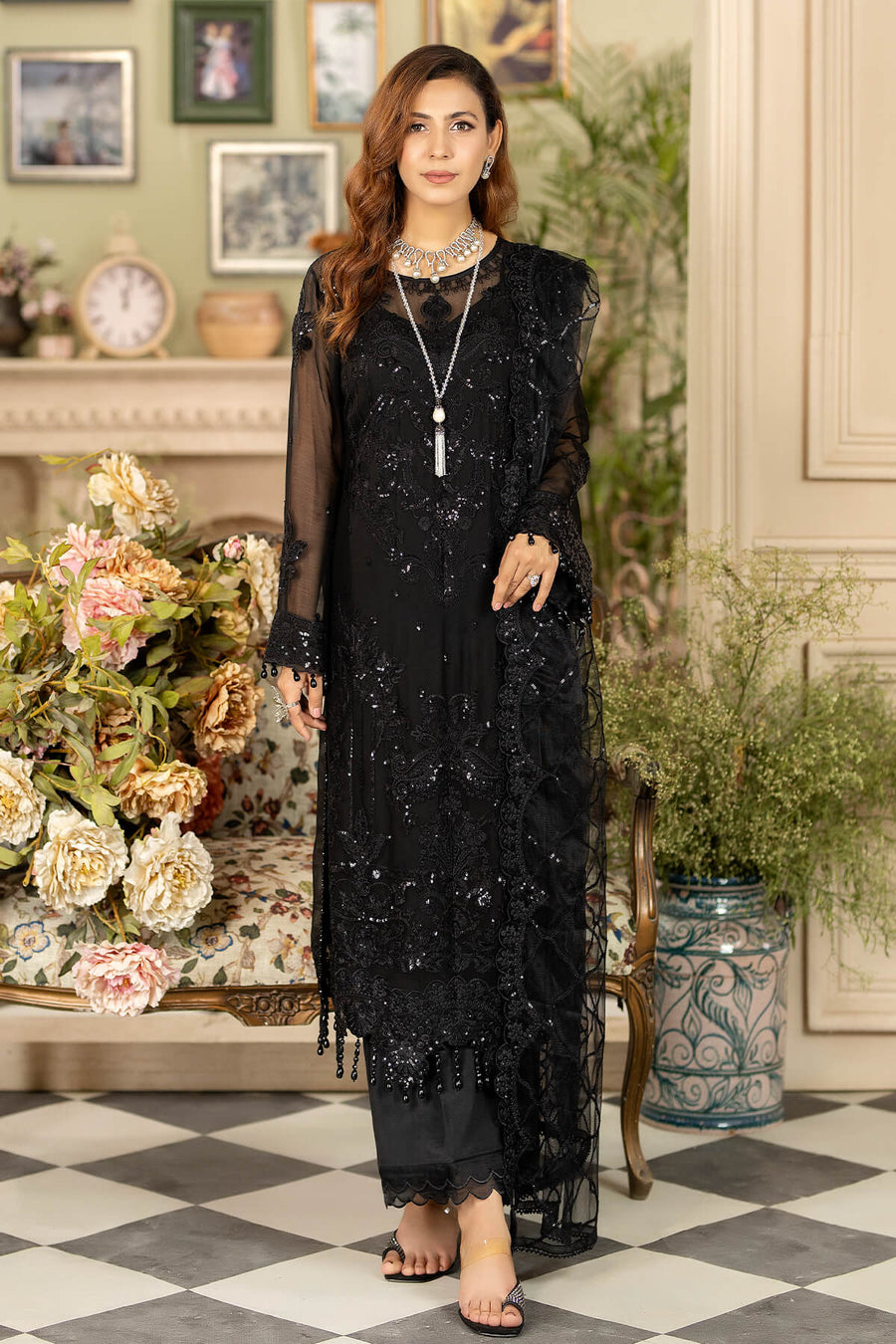 Imrozia M-45 Dahlia Baagh Embroidered Chiffon Collection Online Shopping