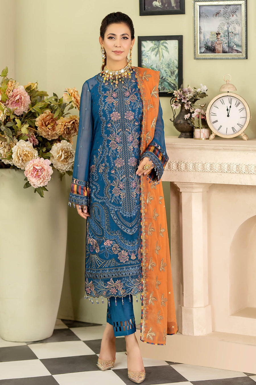 Imrozia M-47 Gull Bahar Baagh Embroidered Chiffon Collection Online Shopping