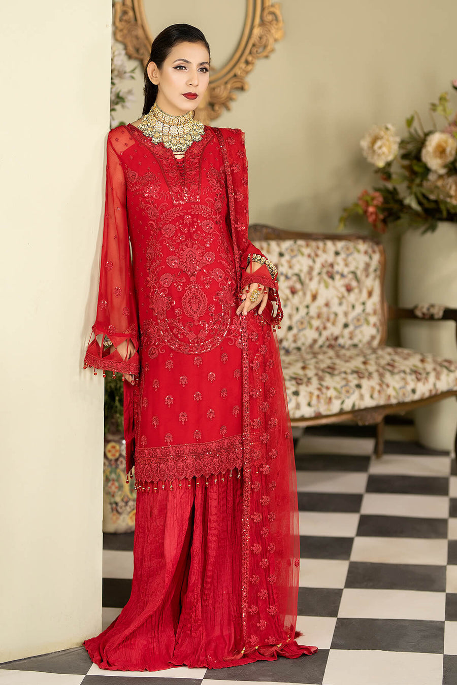 Imrozia M-50 Champa Baagh Embroidered Chiffon Collection Online Shopping