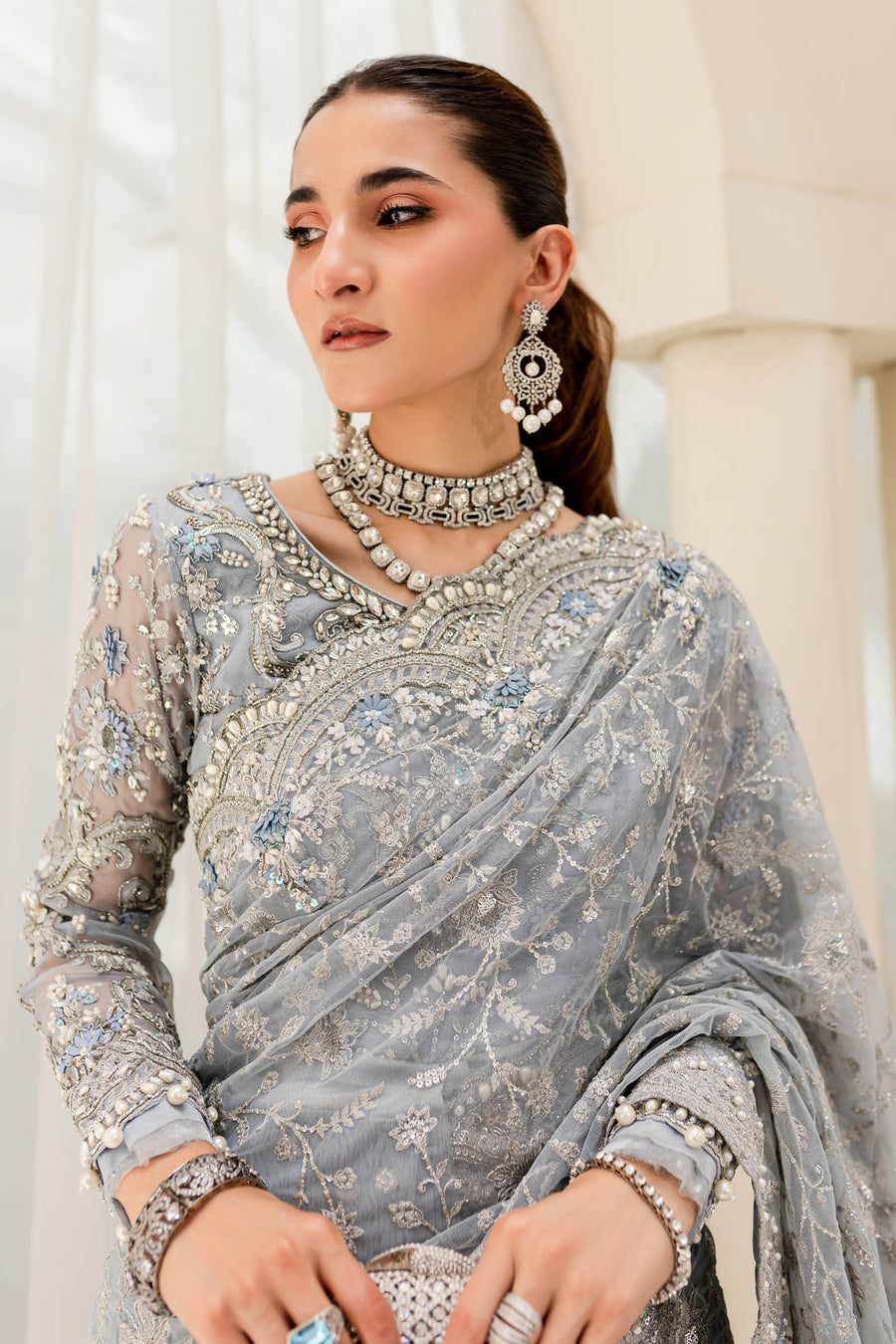 Maria B Ice Blue MC-908 Couture Online Shopping