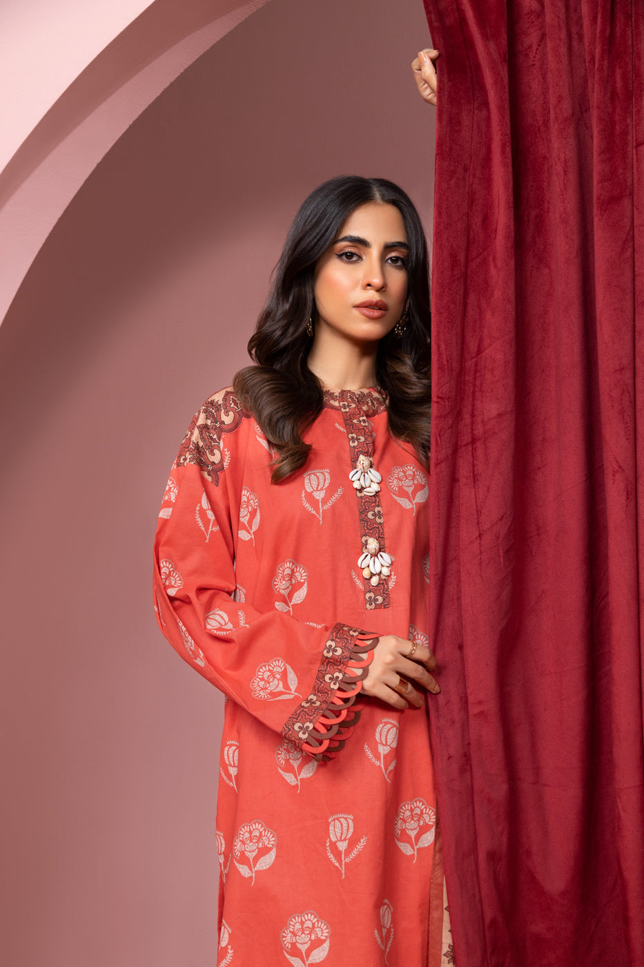 Alkaram MS-20-23-Coral Pink Mid Summer Collection Online Shopping