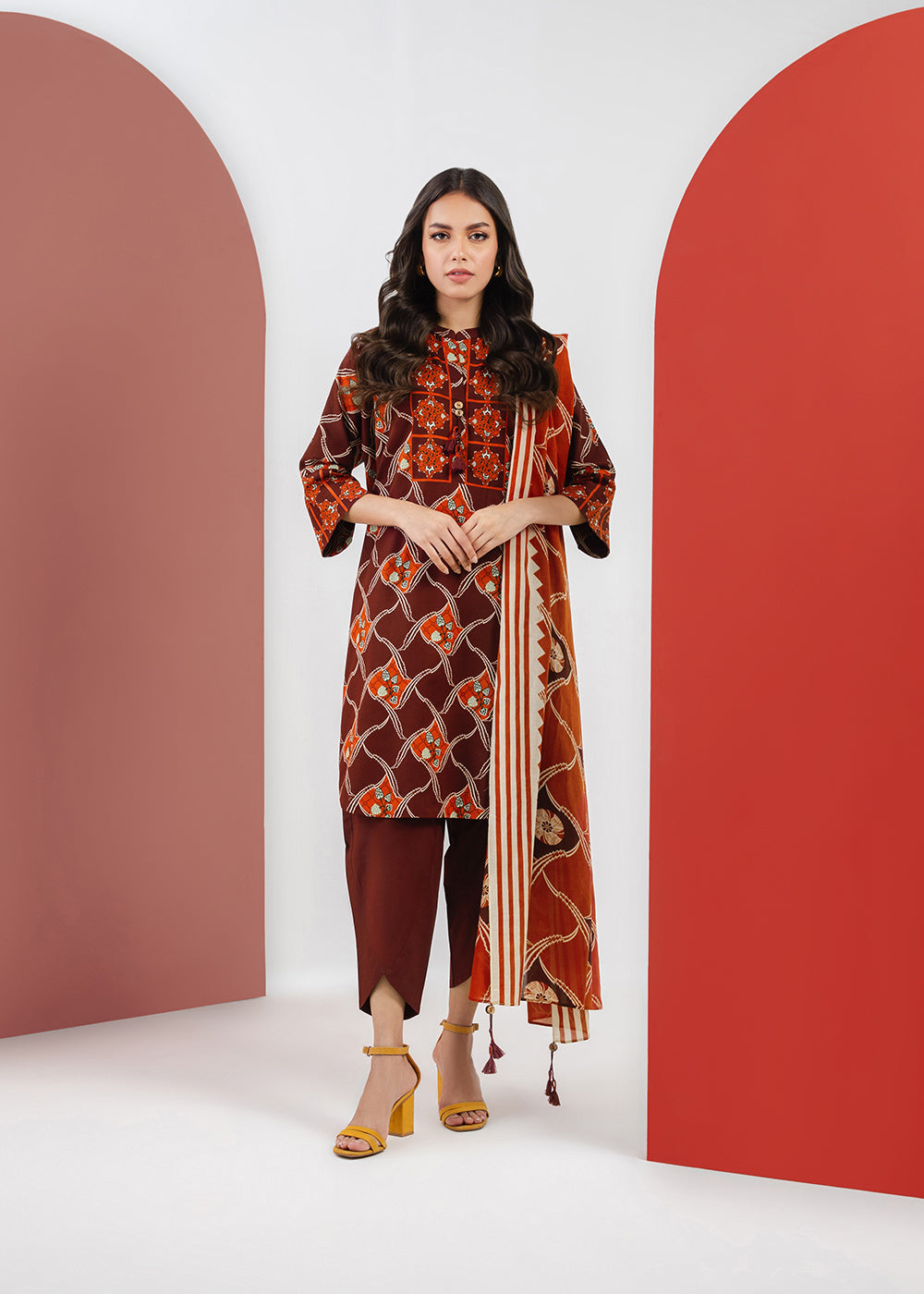 Alkaram MS-26-23-Maroon Mid Summer Collection Online Shopping