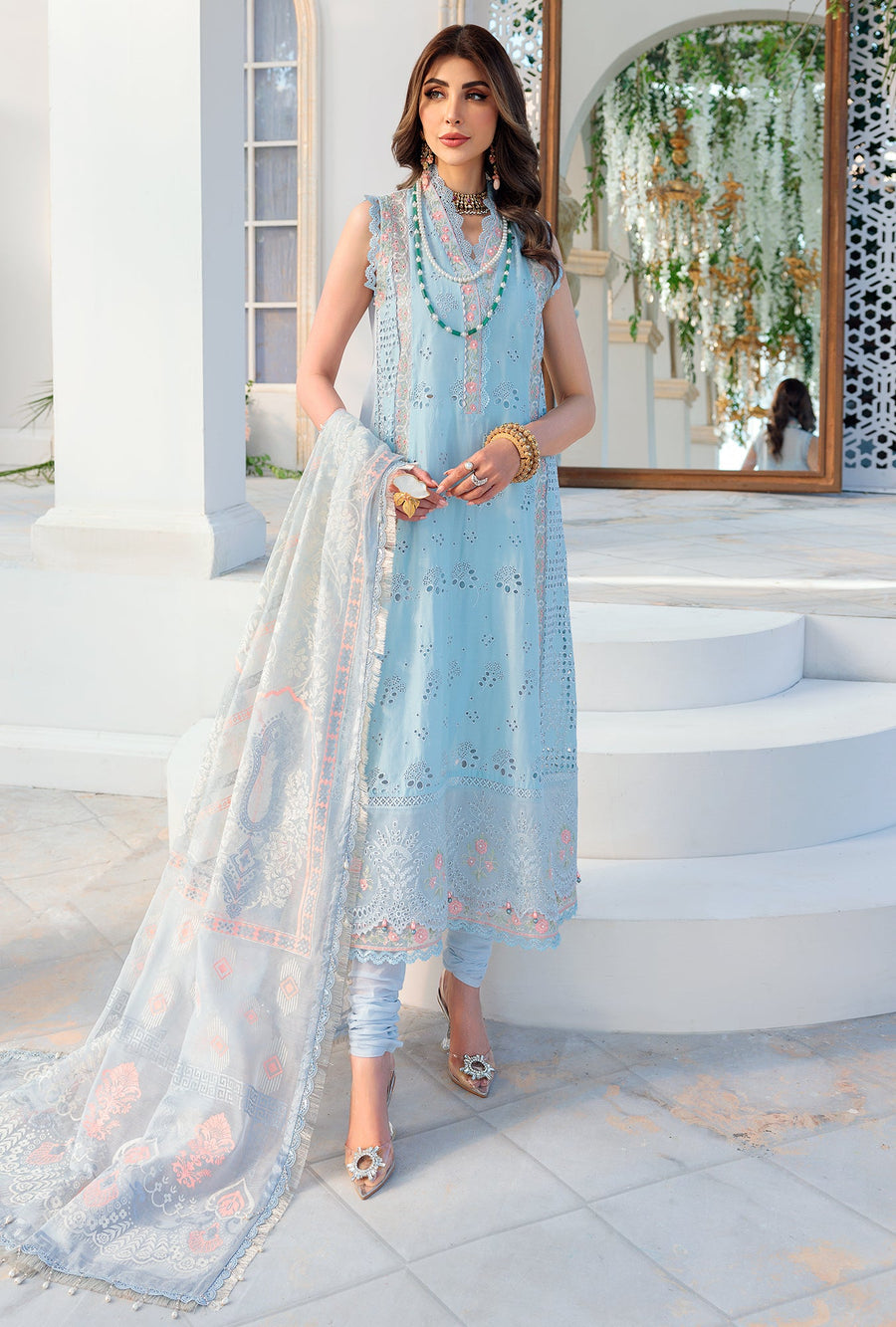 Saadia Asad NLCL22-D1-B Noor Chickenkari Lawn  2022 Online Shopping
