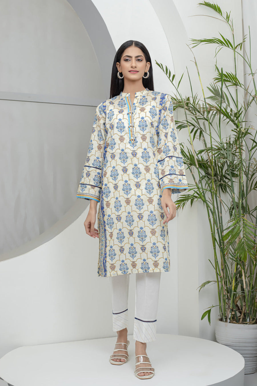 Bonanza Satrangi Off White Lawn Suit Rsk222p18 Eid Pret 2022 Online Shopping
