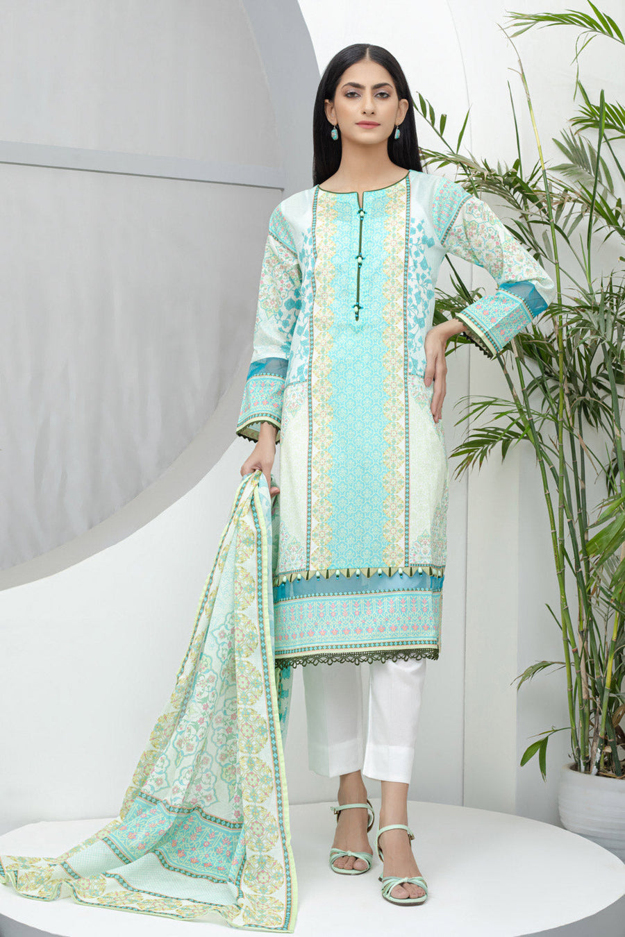 Bonanza Satrangi S Blue Lawn Suit Rsk222p21 Eid Pret 2022 Online Shopping