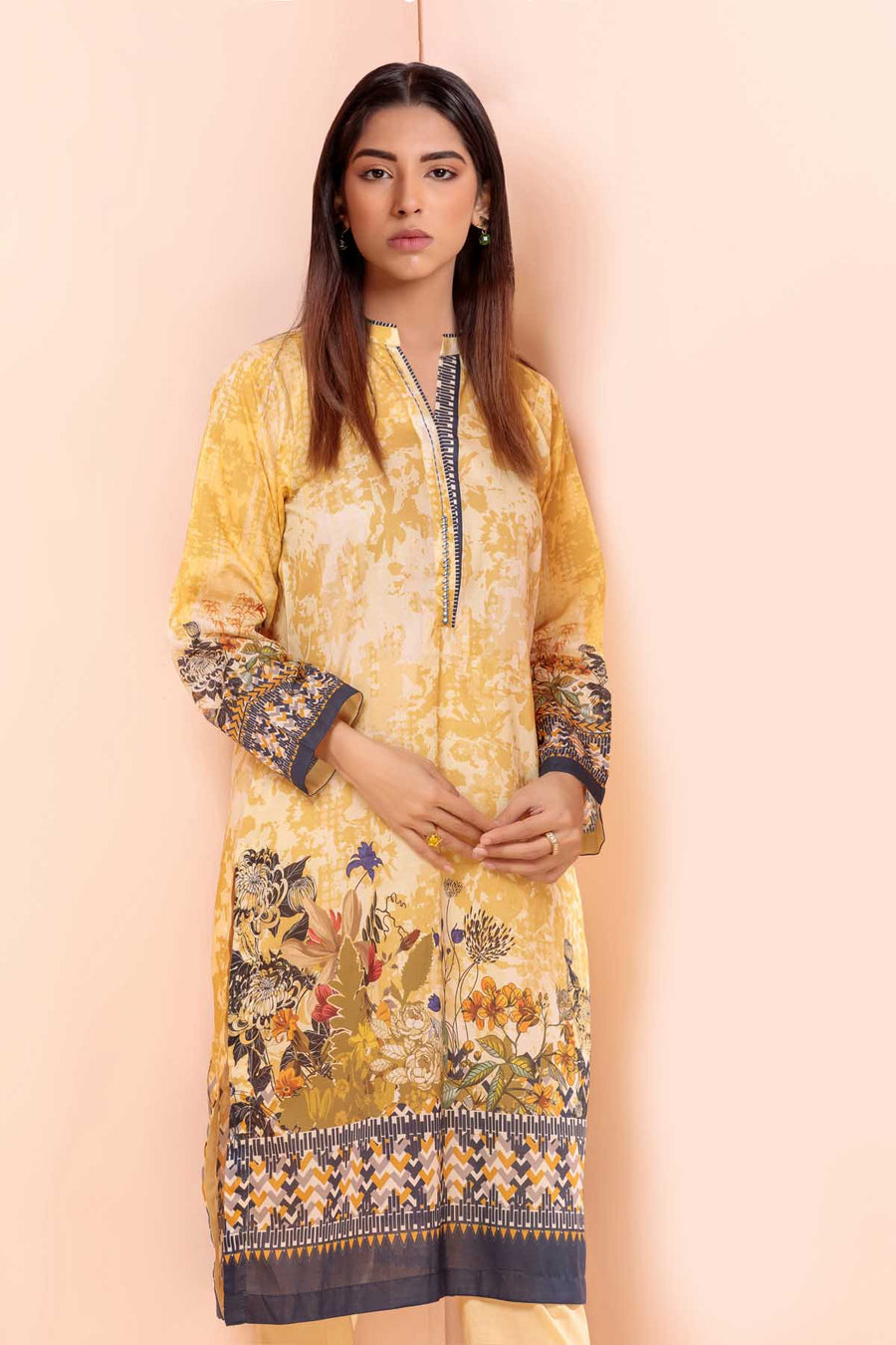 Bonanza Satrangi Yellow Lawn Suit Rsk222p34 Eid Pret 2022 Online Shopping