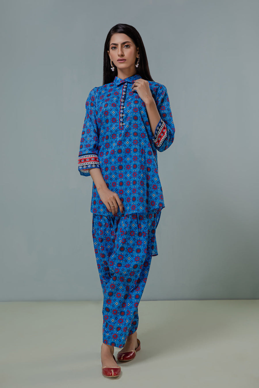 Bonanza Satrangi Blue Lawn Suit Rsk222p38 Eid Pret 2022 Online Shopping