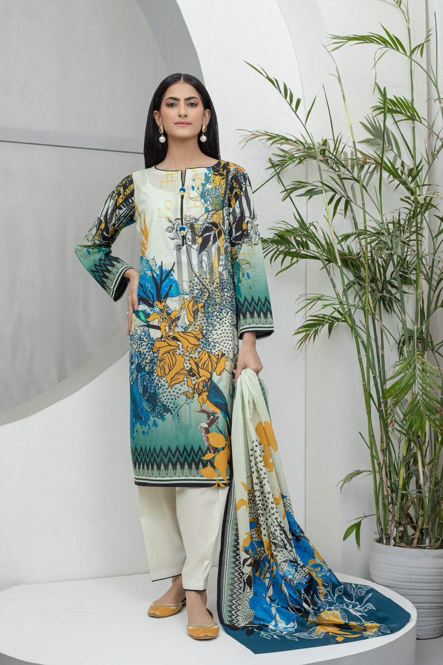 Bonanza Satrangi Gray Lawn Suit Rsk223p16 Eid Pret 2022 Online Shopping