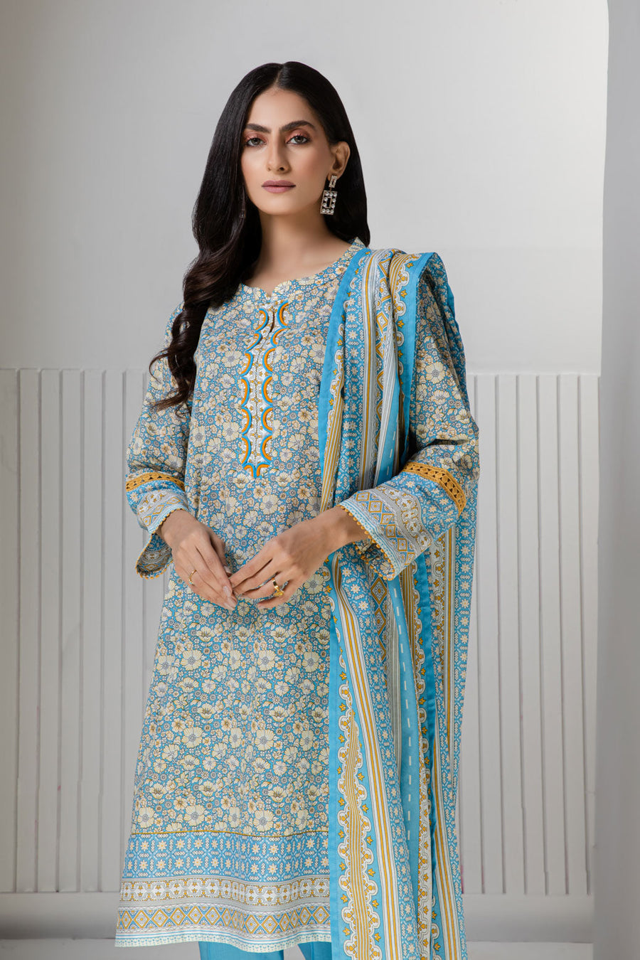 Bonanza Satrangi L Blue Lawn Suit Rsk223p29 Eid Pret 2022 Online Shopping