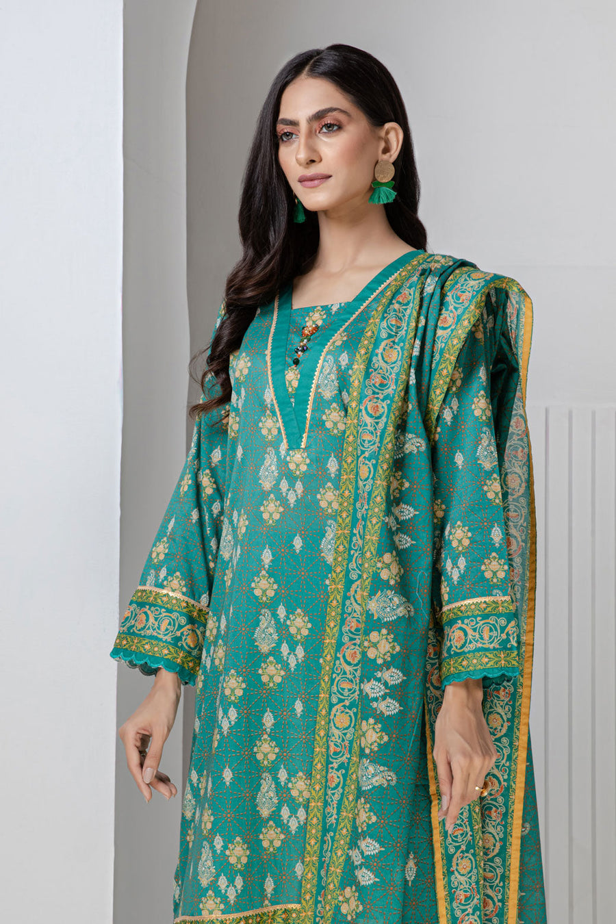 Bonanza Satrangi Green Lawn Suit Rsk223p64 Eid Pret 2022 Online Shopping