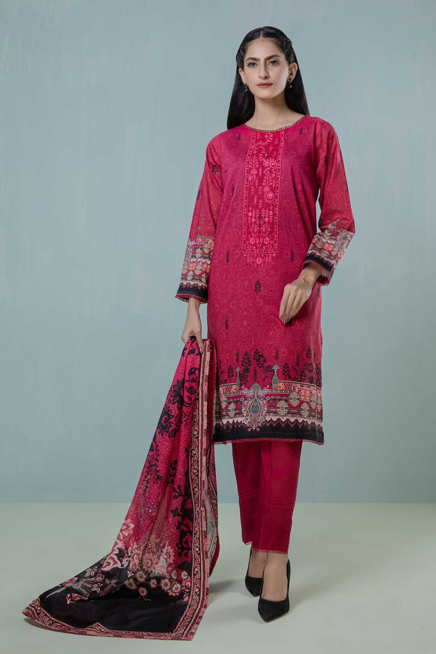 Bonanza Satrangi D Pink Lawn Suit Rsk223p68 Eid Pret 2022 Online Shopping