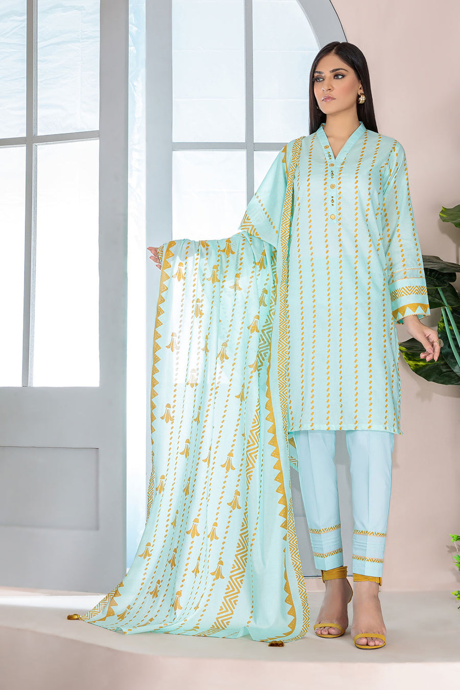 Bonanza Satrangi L Green Lawn Suit Rso223p05 Summer Collection 2022 Online Shopping