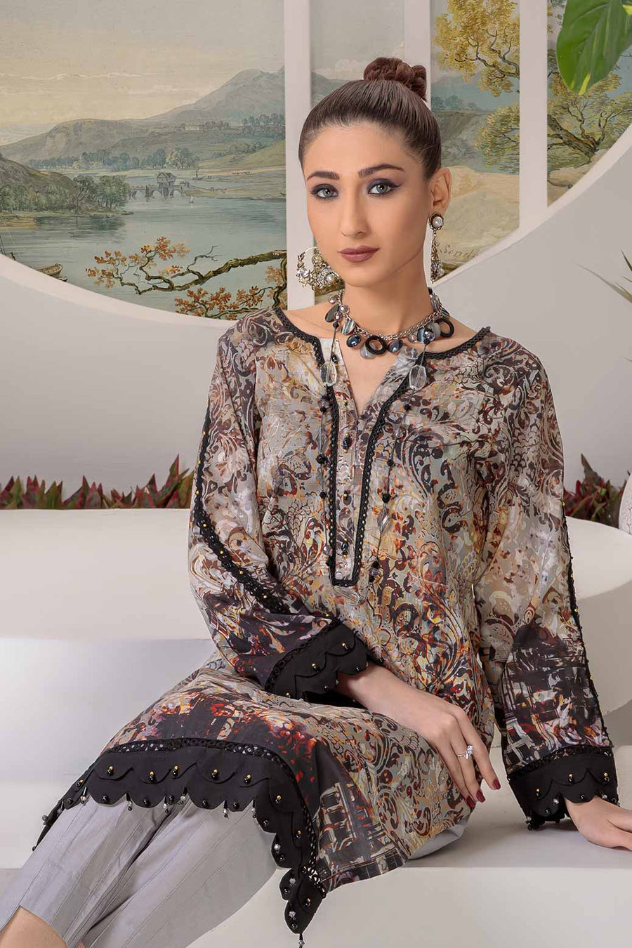 Bonanza Satrangi Rsr222p22 Gray Eid Prints 2022 Online Shopping