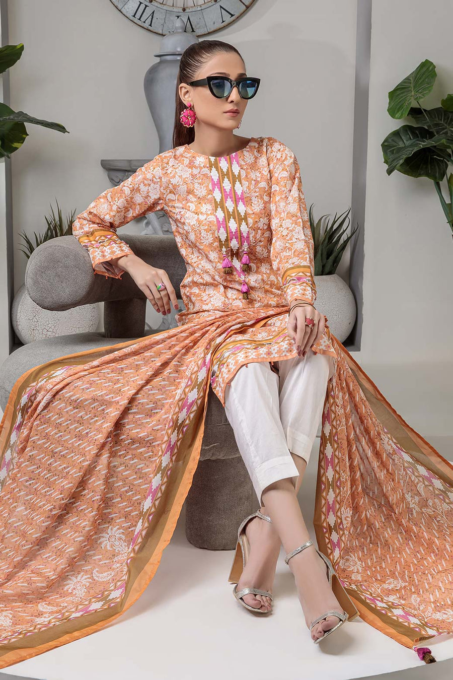 Bonanza Satrangi Rst222p03 Peach Eid Prints 2022 Online Shopping