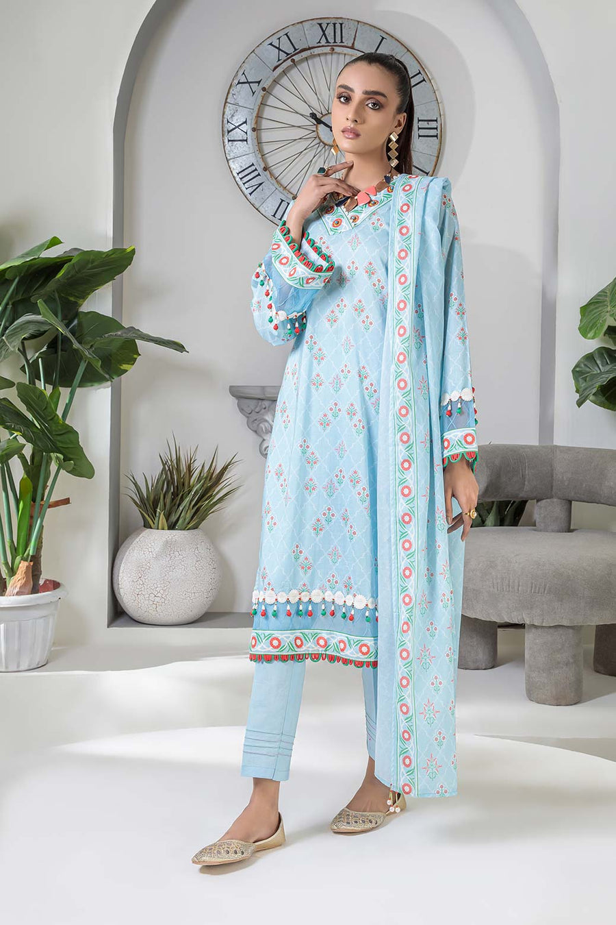 Bonanza Satrangi Rst223p09 Sky Blue Eid Prints 2022 Online Shopping