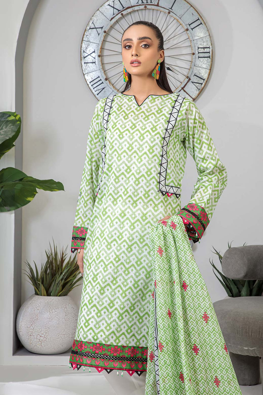 Bonanza Satrangi Rst223p12 Green Eid Prints 2022 Online Shopping