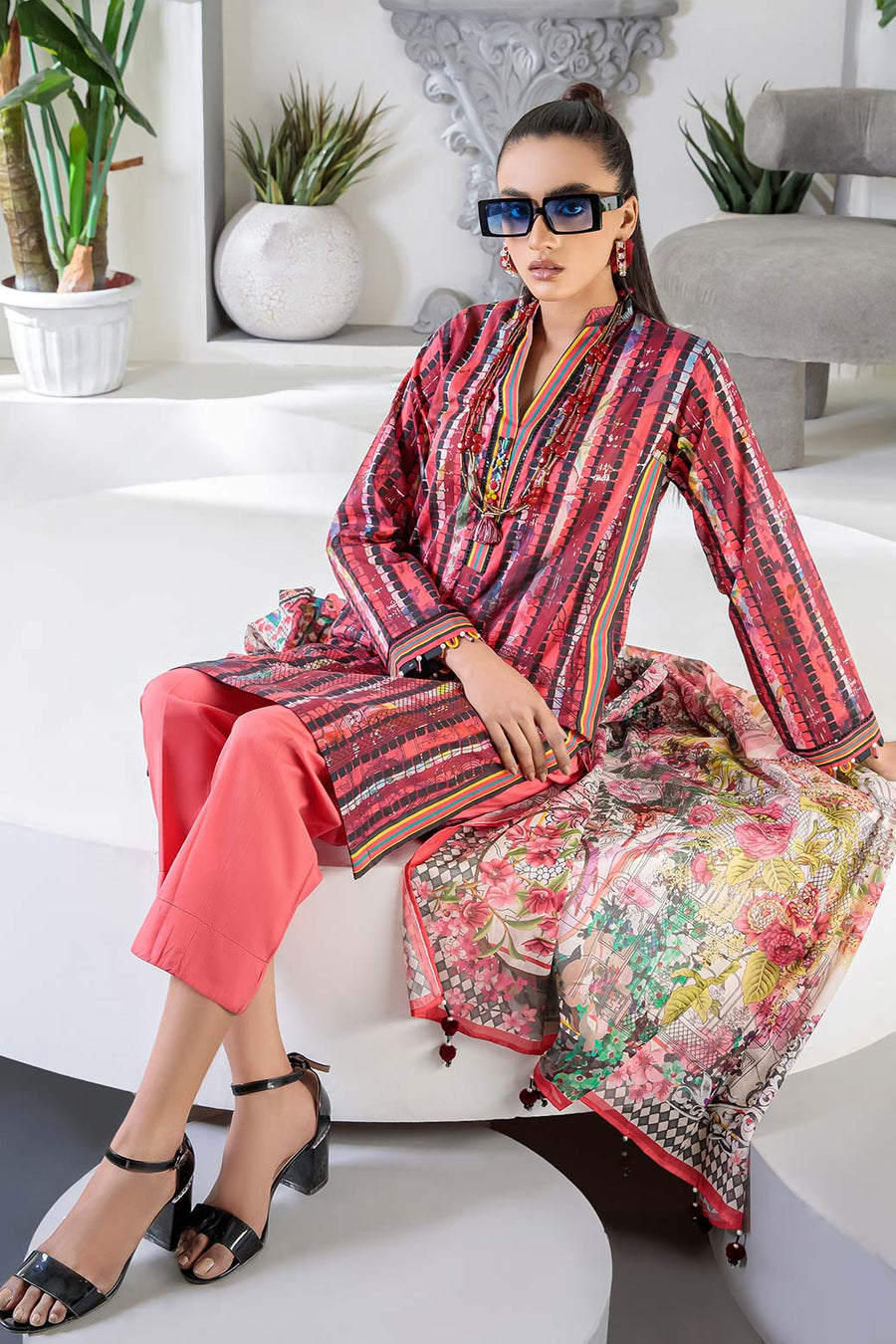 Bonanza Satrangi Rst223p32 Red Eid Prints 2022 Online Shopping