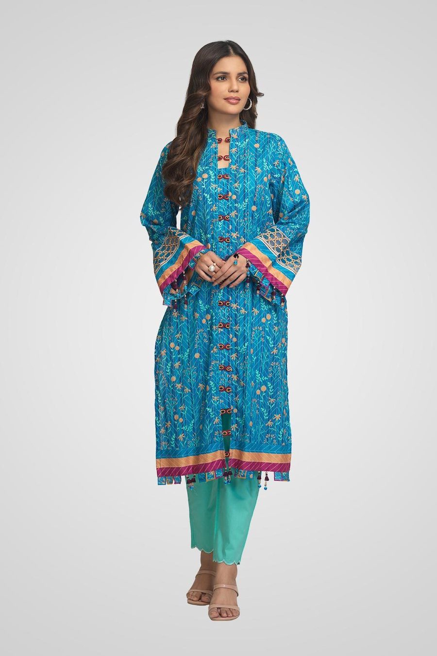 Blue-lawn-kurti 1 Pc Bonanza Summer Volume 5 2021