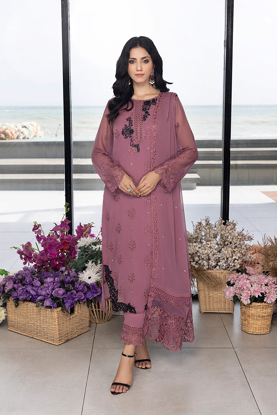 Azure RozyGlaze  Eid Collection Hania Amir Luxe Hand Embellished 3pcs Festive Collection Online Shopping