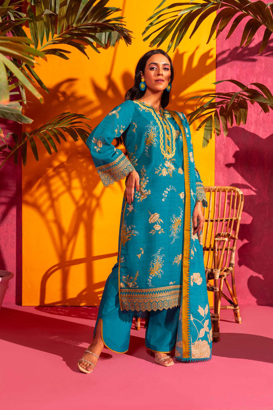 Alkaram SEC-16-24 Teal Blue Rang E Bahar Collection Online Shopping