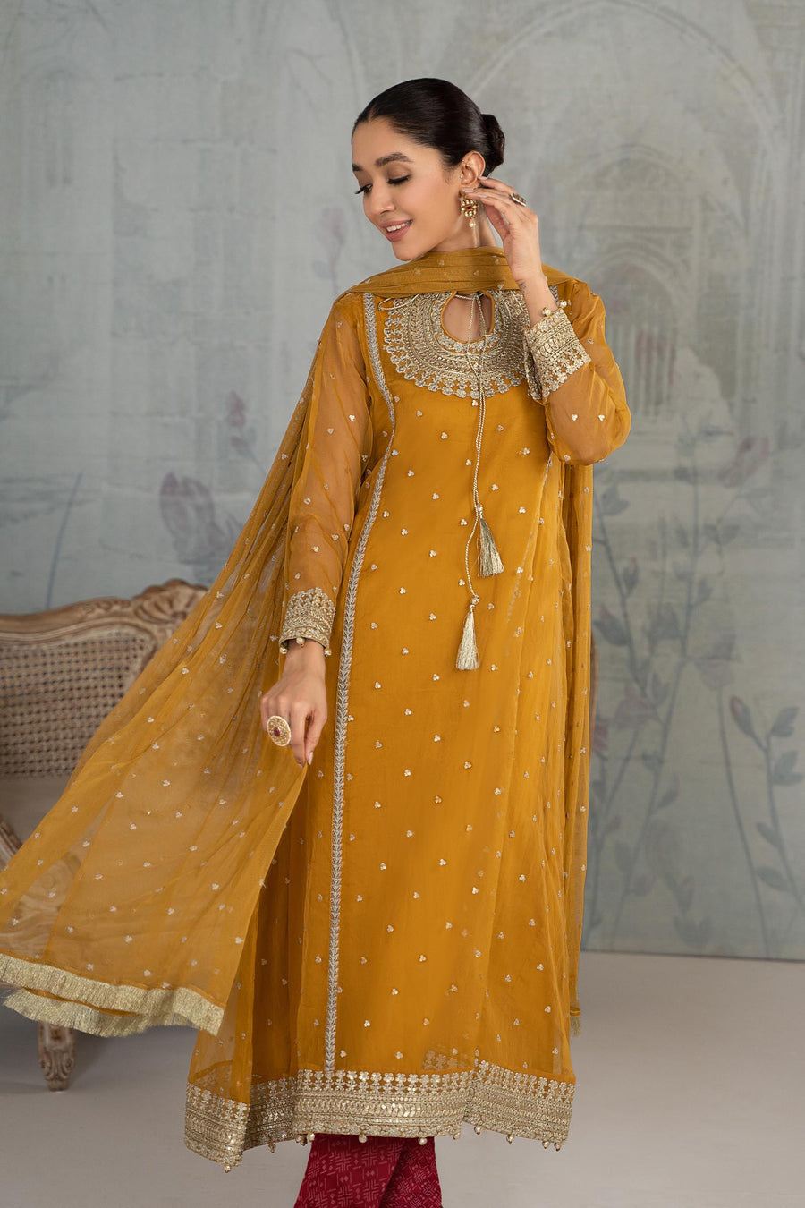 Maria B Mustard SF-W20-87-AA Luxury Evening Wears Online Shopping