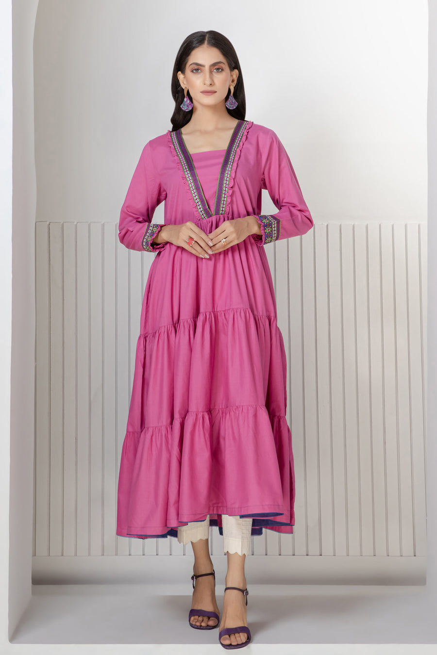 Bonanza Satrangi Pink Cambric Kurti Ssk221p05 Eid Pret 2022 Online Shopping