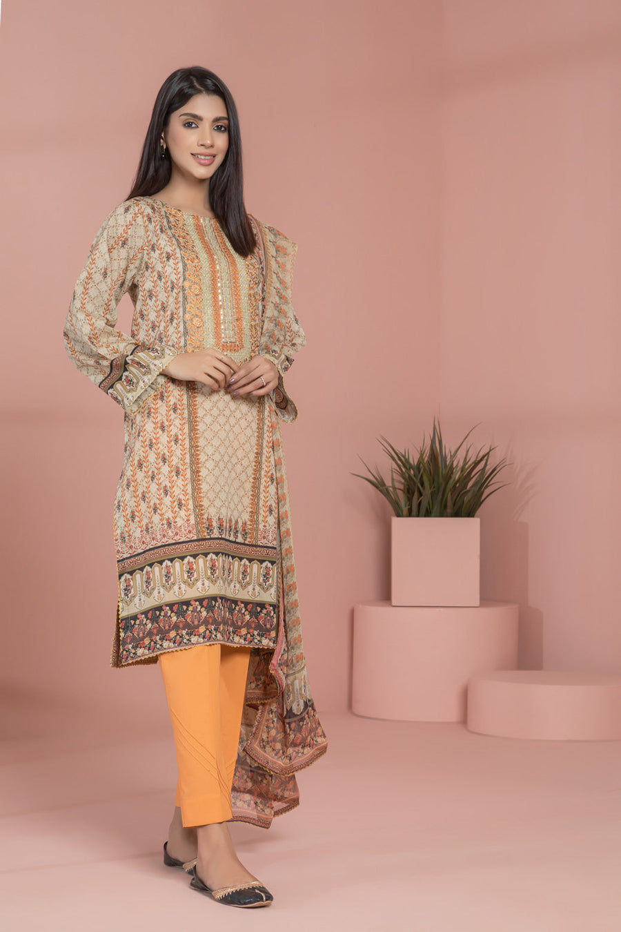 Bonanza Satrangi Brown Lawn Suit Ssk222p12 Eid Pret 2022 Online Shopping