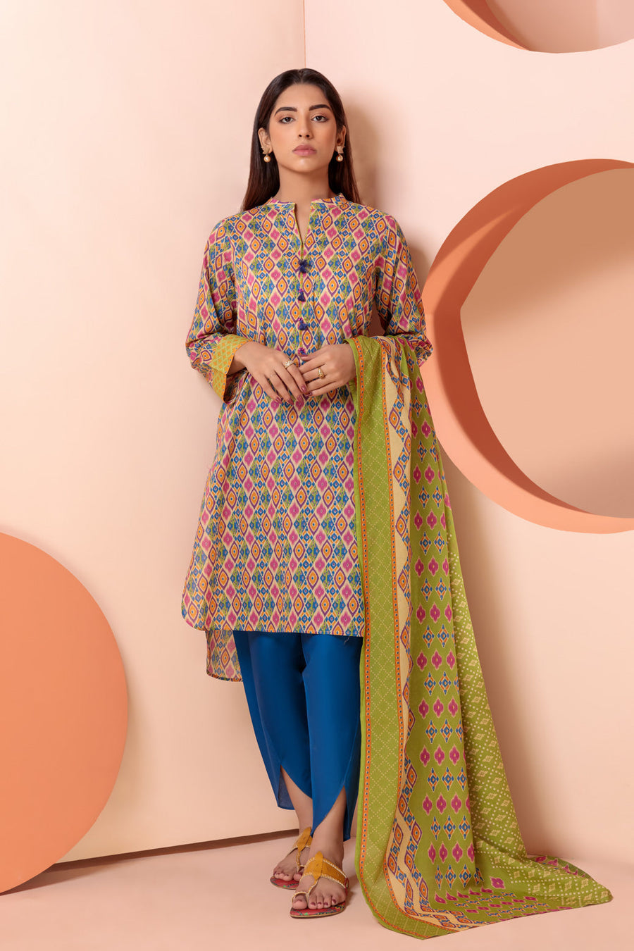 Bonanza Satrangi Green Lawn Suit Ssk223p28 Eid Pret 2022 Online Shopping