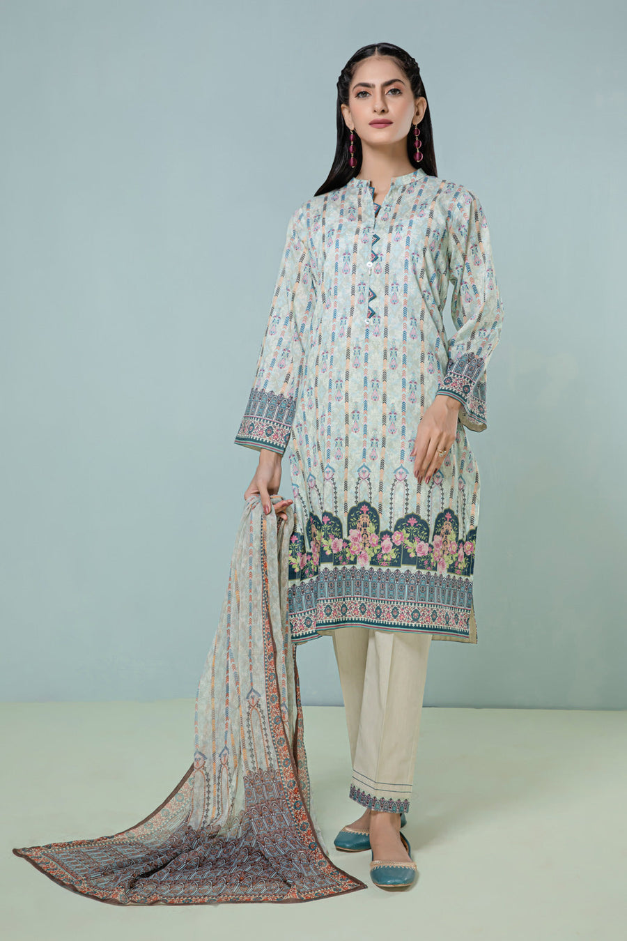 Bonanza Satrangi Grey Lawn Suit Ssk223p37 Eid Pret 2022 Online Shopping