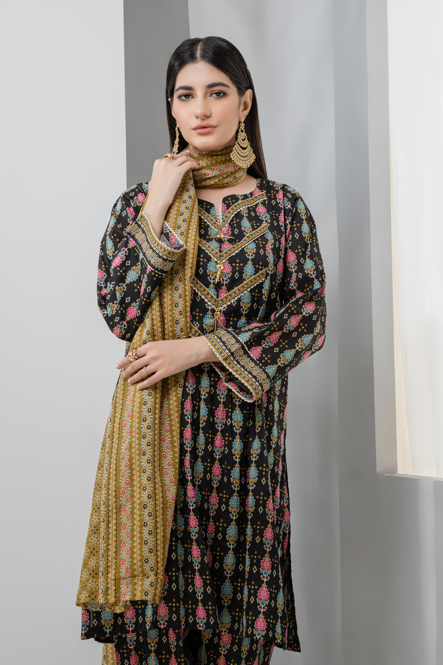 Bonanza Satrangi Black Cambric Suit Ssk223p56 Eid Pret 2022 Online Shopping