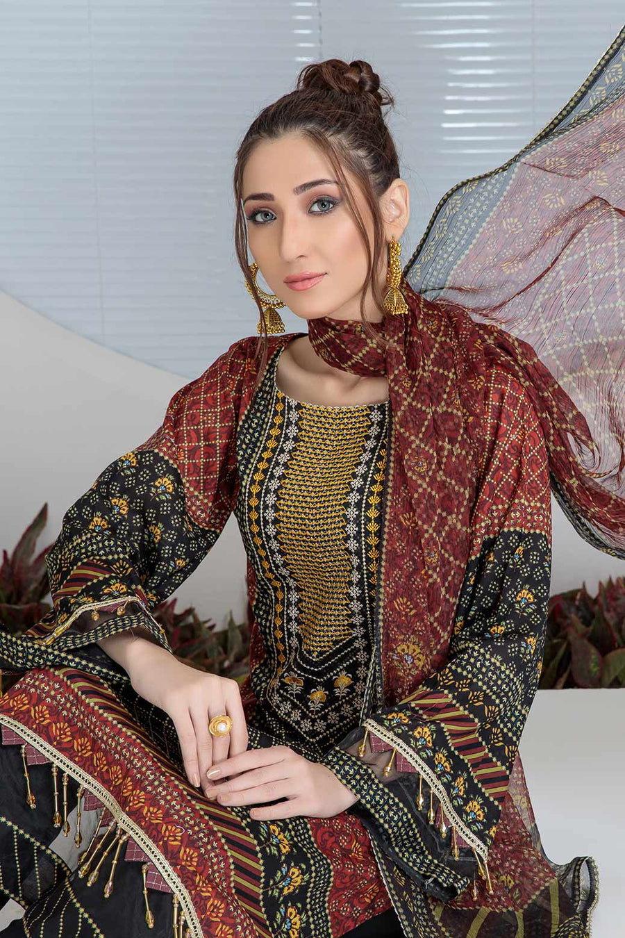 Bonanza Satrangi Ssr222p32 Maroon Eid Prints 2022 Online Shopping