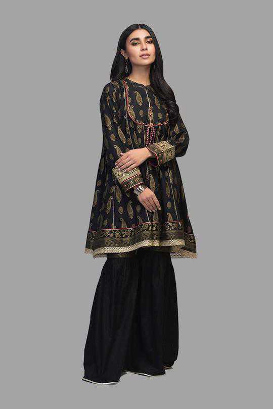 Black-lawn-kurti Bonanza Satrangi Summer Volume 2 2021