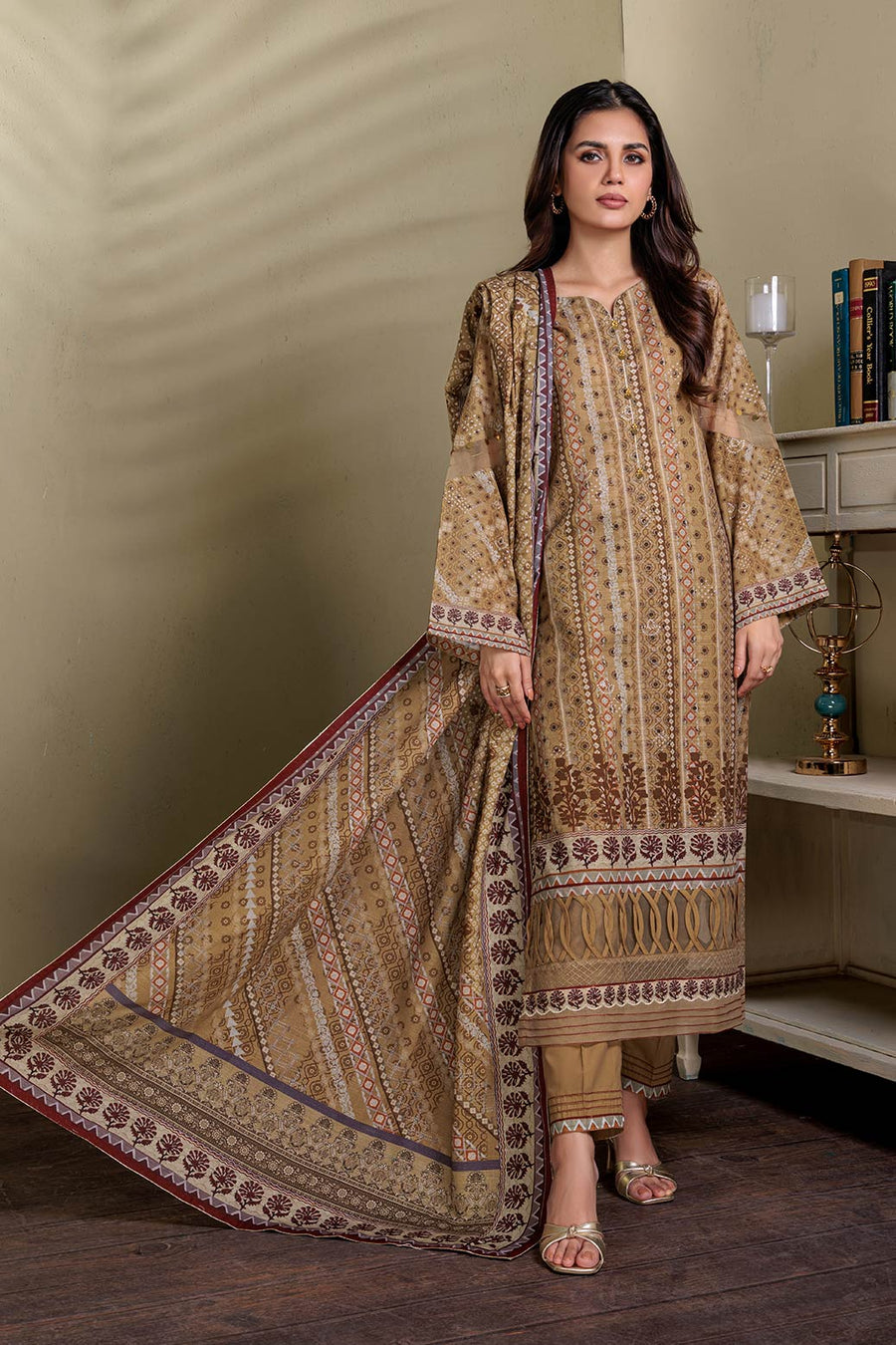 Bonanza Satrangi Khaki Khaddar Suit (SWO223P30) Winter Collection 2022 Online Shopping