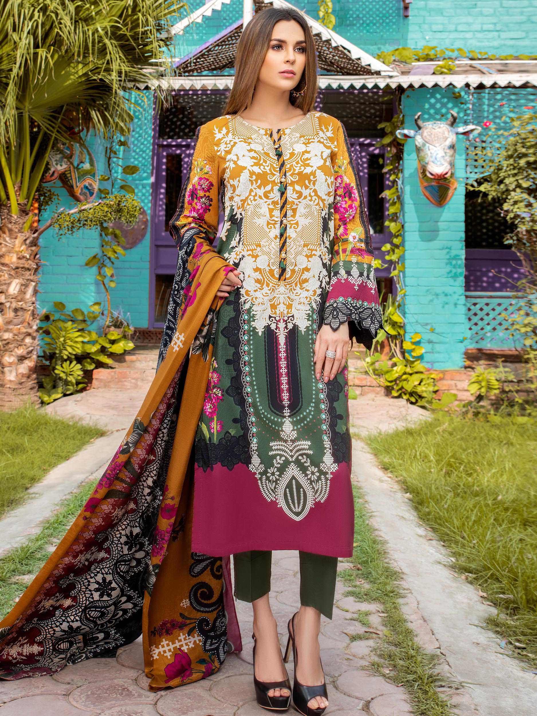 Limelight 3-Pc Cambric Suit U0798-3PC-GRN 2019 | Limelight Sale 2020
