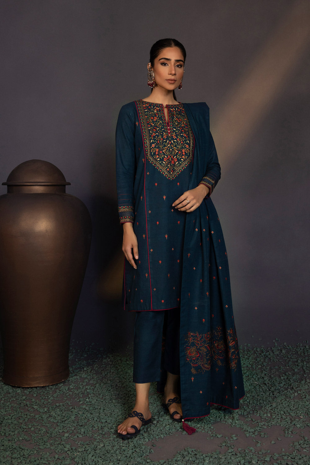 Sapphire U3E CL22V8 19 1 3 Piece - Embroidered Khaddar Suit Winter Vol 1 2022 Online Shopping