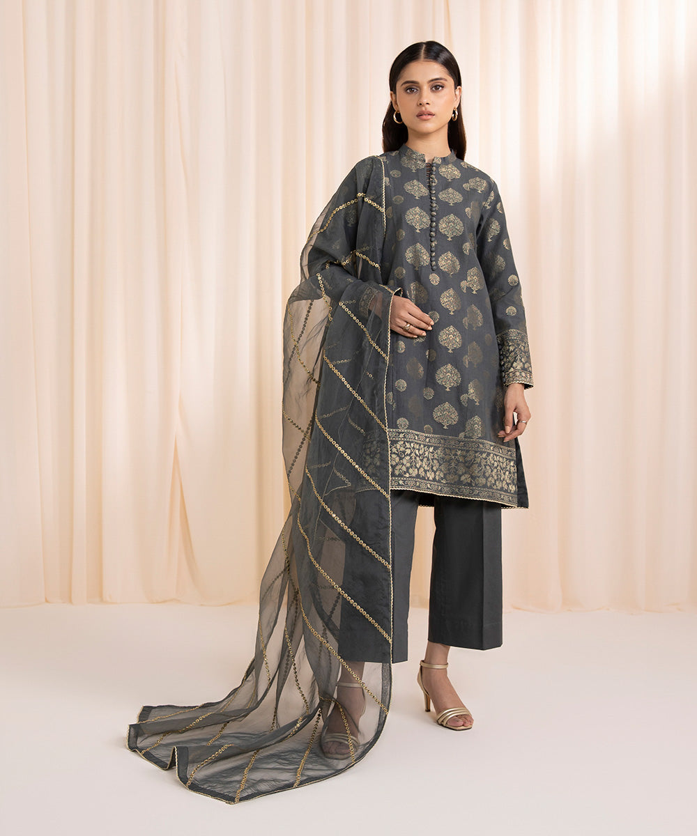 Sapphire U3PE-ST23V10-2 - 3 Piece - Embroidered Jacquard Suit Festive 2 Collection Online Shopping
