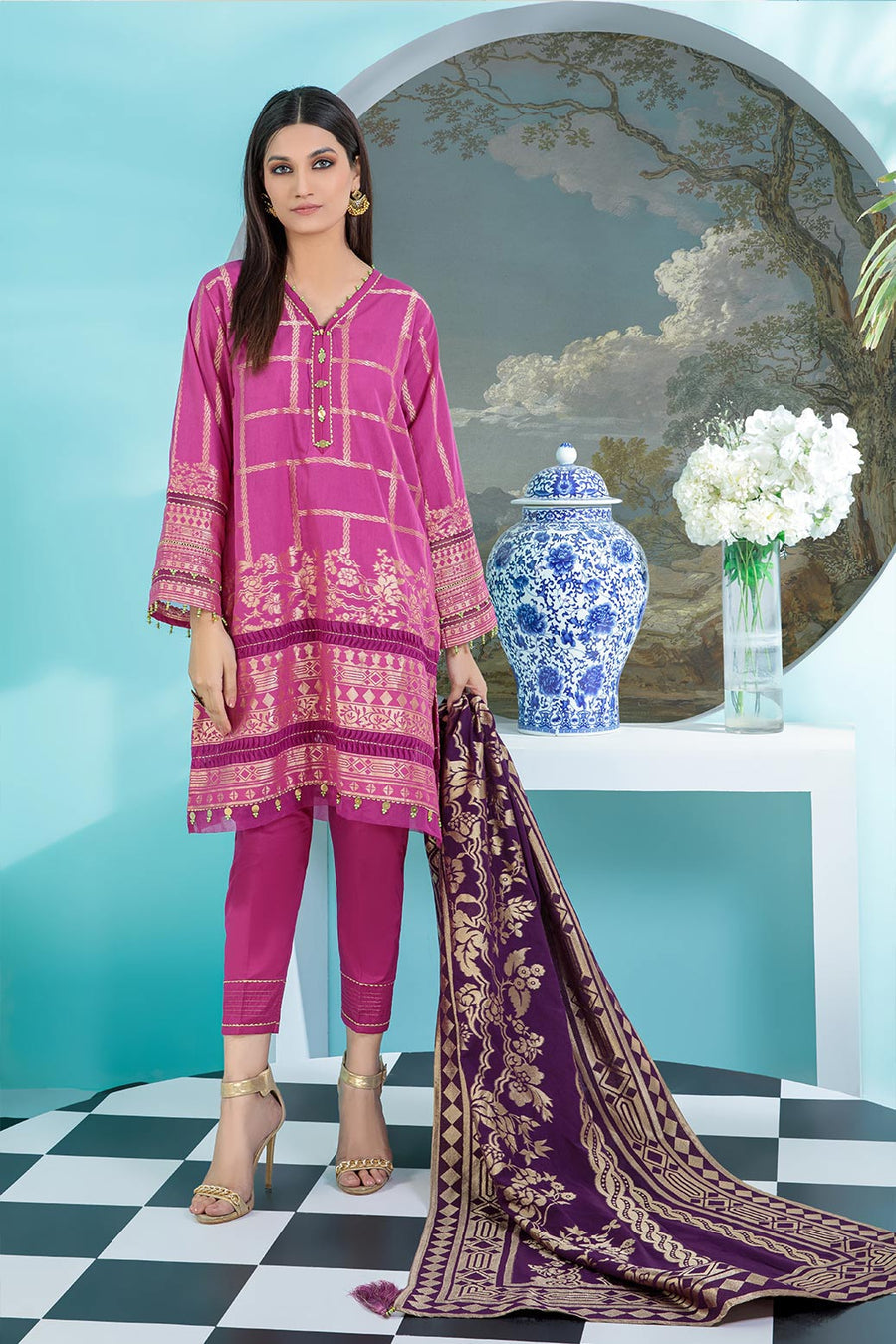 Bonanza Satrangi Uajs223p07 Purple Bunai Jacquard 2022 Online Shopping