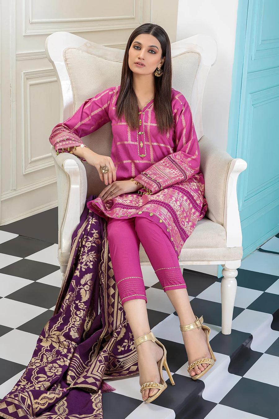 Bonanza Satrangi Uajs223p07 Purple Bunai Jacquard 2022 Online Shopping