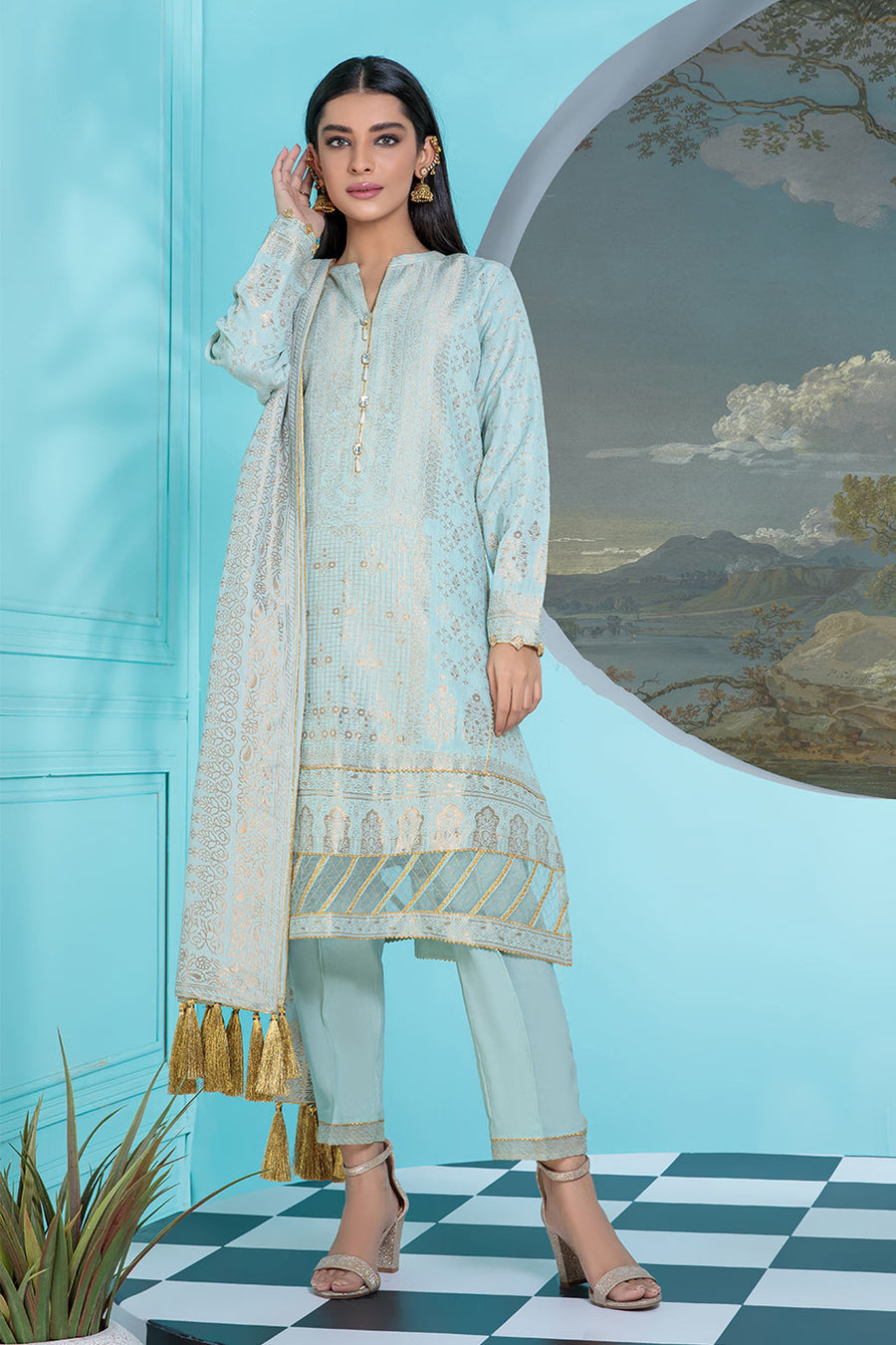 Bonanza Satrangi Usjs223p04 L Green Bunai Jacquard 2022 Online Shopping