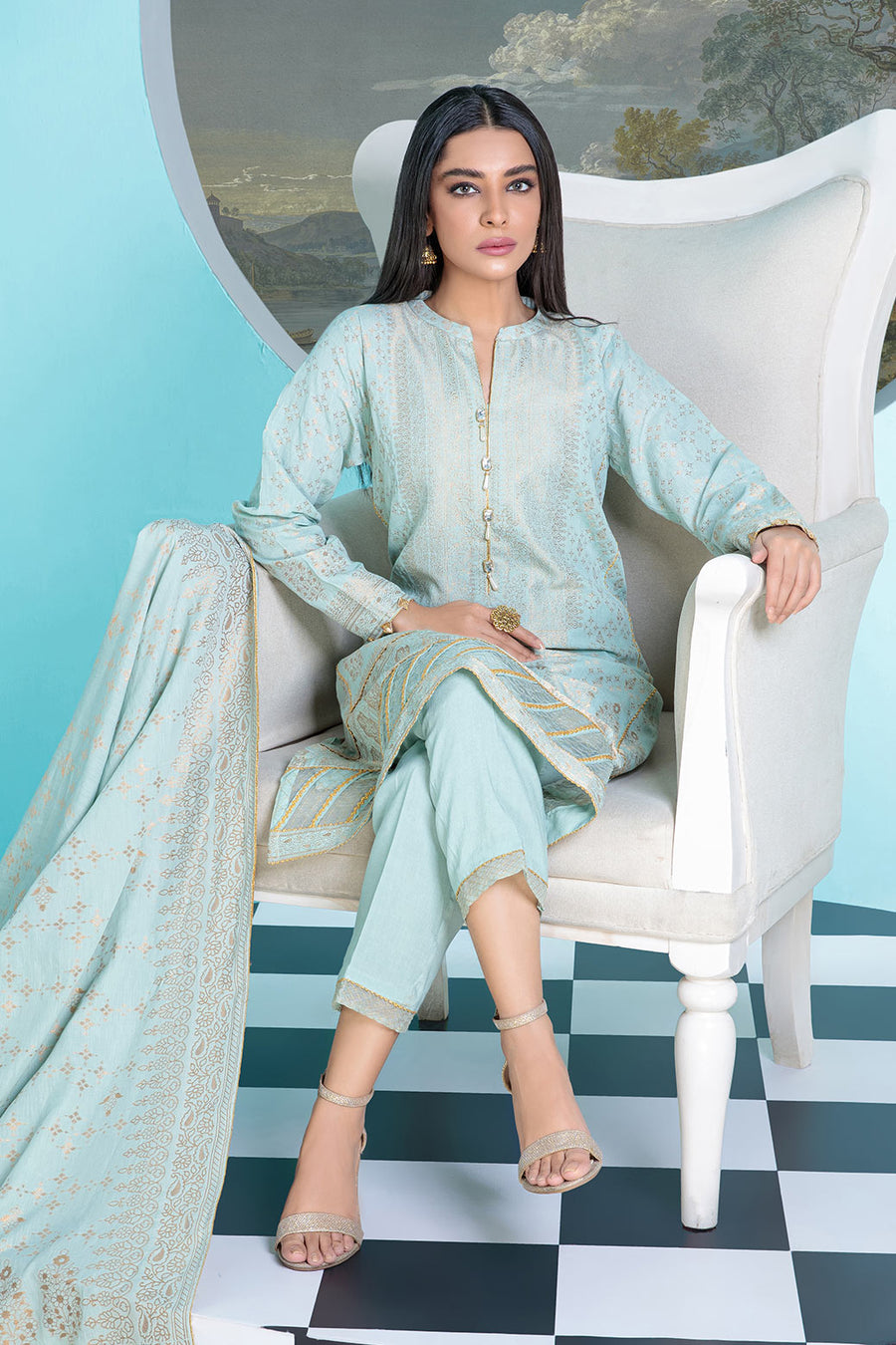 Bonanza Satrangi Usjs223p04 L Green Bunai Jacquard 2022 Online Shopping