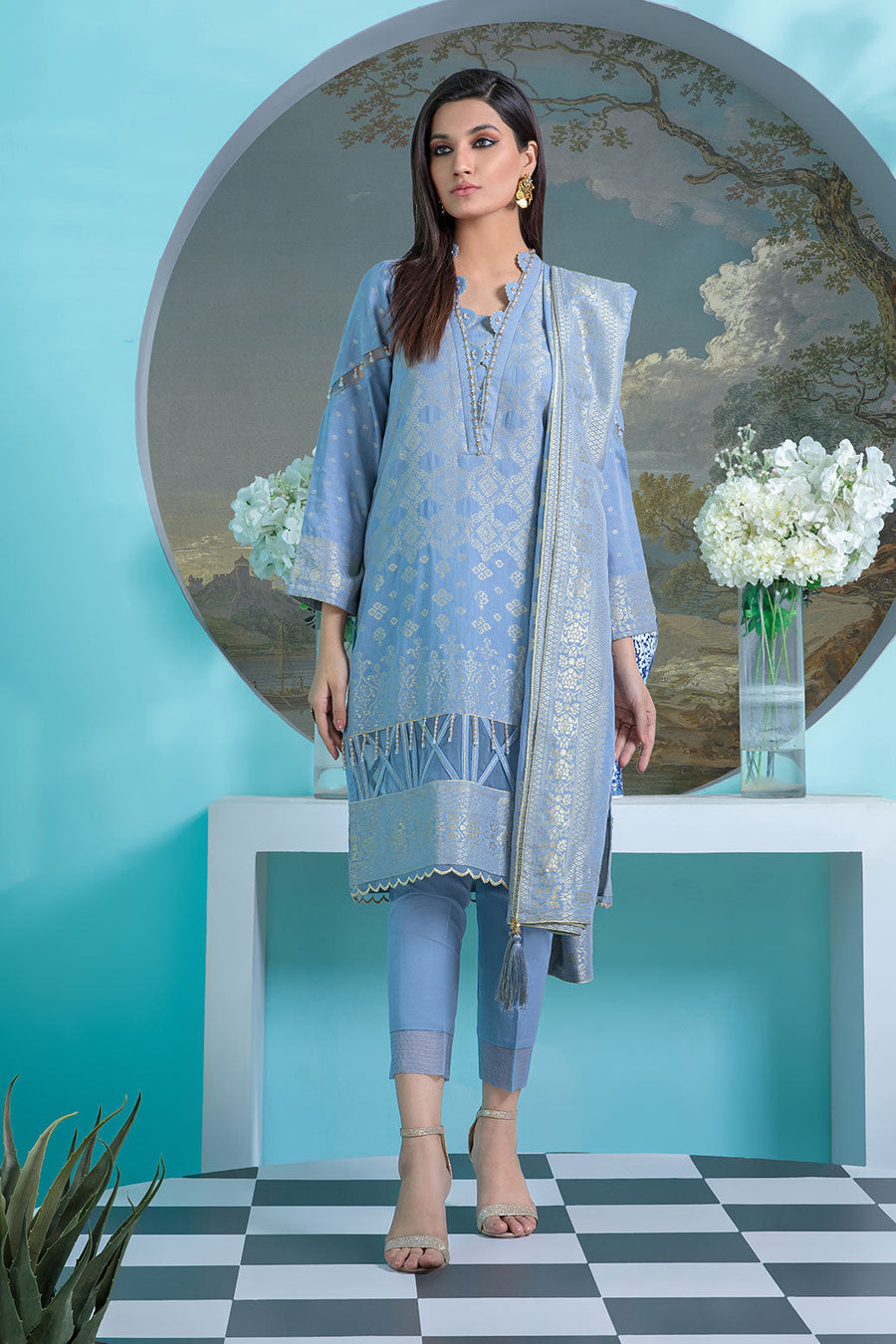 Bonanza Satrangi Usjs223p08 L Gray Bunai Jacquard 2022 Online Shopping