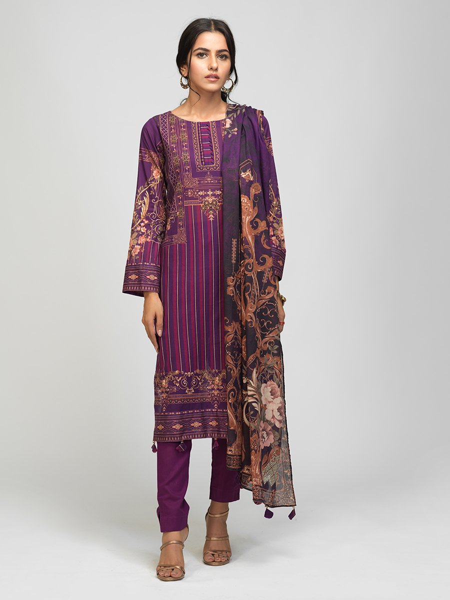 Lawn Shirt With Printed Chiffon Dupatta 2pc Lawn Sd 00003 Salitex Summer Collection 2021