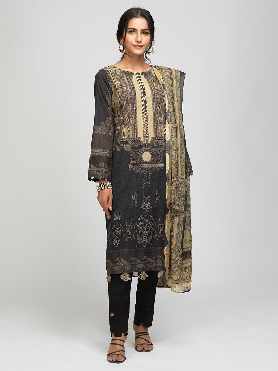 Lawn Shirt With Printed Chiffon Dupatta 2pc Lawn Sd 00010 Salitex Summer Collection 2021